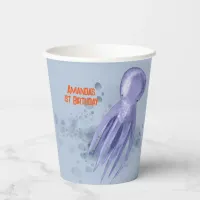 Ocean Animals Kids Birthday Party Blue Name On Paper Cups