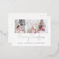 Modern 2 Photos Merry Christmas Real Foil Holiday 