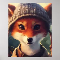 Adorable Red Fox in Clothes Poster