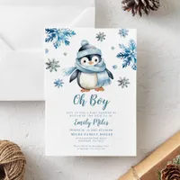 Winter Penguin Baby Shower Invitation