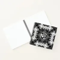 Batik Om Sign Black & White Mandala New Age Notebook