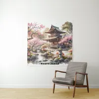 Tranquil Kyoto Japan Watercolor Sketch | Tapestry