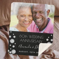 60th diamond wedding anniversary photo black sherpa blanket