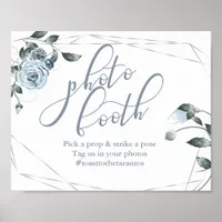Custom Photo Booth  Dusty Blue Floral Sign