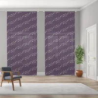 Faux Gold Silver Stars Patterned Aubergine Purple Sheer Curtains