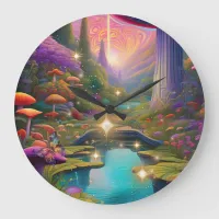 Psychedelic Mushroom Fantasy Wall Clock