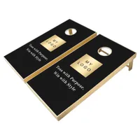 Business logo black text quote cornhole set