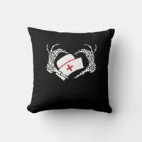 Skeleton Hand Heart Lazy Diy Halloween Costume Nur Throw Pillow