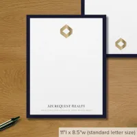 Business Logo Modern Luxury Navy Border Letterhead