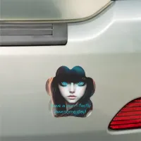 I spy with my cat eye - Digital Cat Girl Portrait Car Magnet