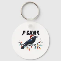 Funny Crow Christmas Classic Retro Design Keychain