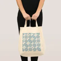 Blue Floral Pattern - Tote Bag