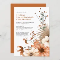 Autumn Floral Foliage Virtual Thanksgiving Dinner Invitation