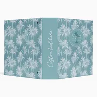 Hawaiian Palm Tree Silhouette Pattern Teal ID1093 3 Ring Binder