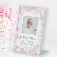 Pink Hydrangea Watercolor Celebration of Life Pedestal Sign