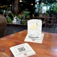 Business name qr code instagram stone coaster