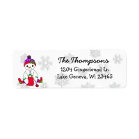 Christmas Snow Woman Knitting  Background Label