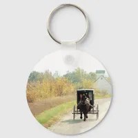 Autumn Amish Horse and Buggy Keychain