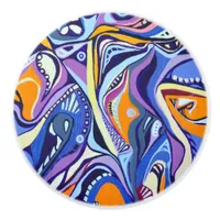 Art Deco pattern - orange and blue Ceramic Knob