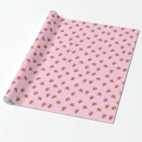 Pink Vintage Roses Floral Gift Wrap