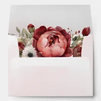 Elegant Boho Burgundy Blush Floral Invitation Envelope