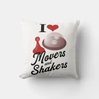 Love Movers And Shakers Retro Board Game Slogan Throw Pillow