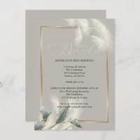 Chic Ivory Pampas Grass Teal Anthurium Invitation
