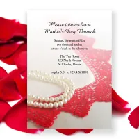 Pearls and Red Lace Mother's Day Brunch Invitation