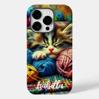 Cute Kitten Sleeping under a Blanket Case-Mate iPhone 14 Pro Case