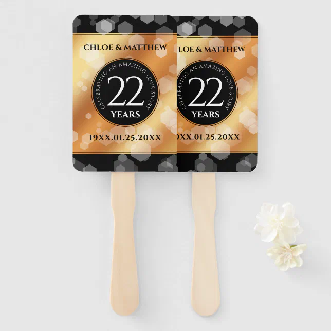 Elegant 22nd Copper Wedding Anniversary Hand Fan