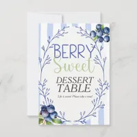 Berry Sweet Dessert TABLE Blueberry  Sign  Invitation