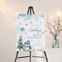 Welcome Winter Penguin Baby Shower sign