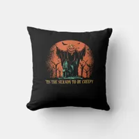 Tis The Season To Be Creepy Pumpkin Throw Pillow