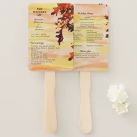 Autumn Leaves Orange Yellow Swirl Wedding Program Hand Fan