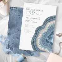 Agate Geode Glitter Bridal Shower Dusty Blue ID647 Invitation