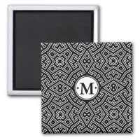 Geometric Pattern Monogram Black and White ID149 Magnet