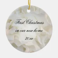 First Christmas in New Home White Floral Ceramic Ornament