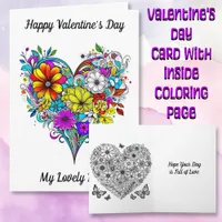 Happy Valentine's Day for Her | Coloring Page Card