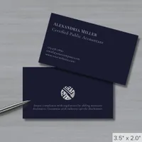 Simple Elegant Silver Logo Business Card