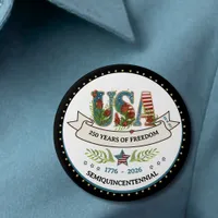 250 Years of Freedom Elegant Patriotic Star Border Button