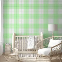 Fresh Baby green and white plaid pattern Wallpaper