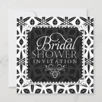 Black White Floral Geometry Bridal Shower Invite