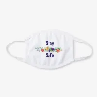 Stay Safe Floral Watercolor White Cotton Face Mask