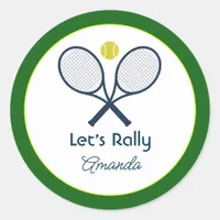 Preppy Tennis Country Club Birthday Party Classic Round Sticker