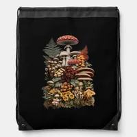 Cottagecore  Goblincore Mushroom Foraging Drawstring Bag