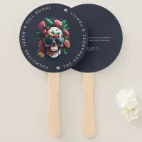 FLORAL SKULL Halloween Party Family Name Custom Hand Fan