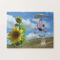 Puzzle - Flying Pig and Rabbit on Hill