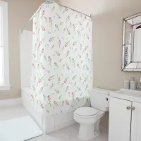 Watercolor Pink Red Roses Hand Painted Shower Curtain