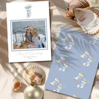 Chinoiserie Seashell Christmas Stocking Photo  Holiday Card