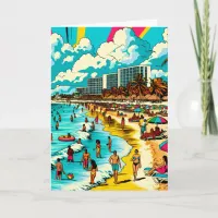 Beach with a Comic Book Pop Art Vibe Card